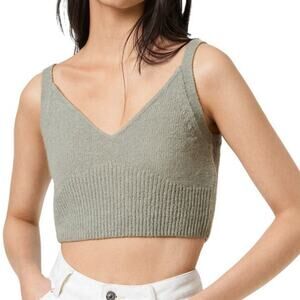 AllSaints Leeann Alpaca Rib Knit Crop Tank Gray Layering Neutral Womens Med